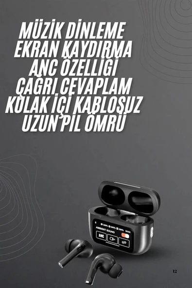 Nevamel Kulak İçi Bluetooth Kulaklık Ekranlı Müzik Dinleme Çağrı Cevaplama Siyah ürün görseli 1