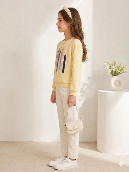 Kız Çocuk Sarı Sweatshirt - Resim 3