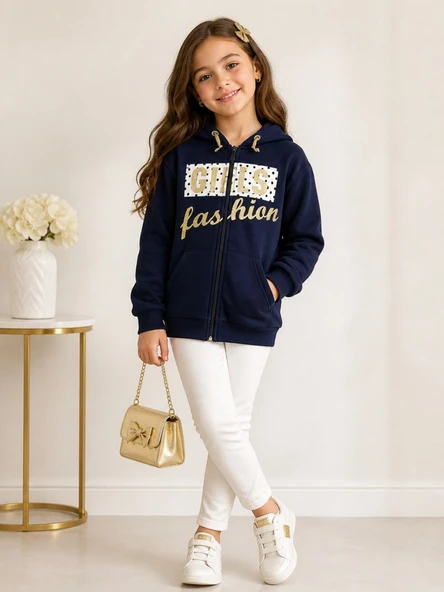 Kız Çocuk Lacivert Sweatshirt - Resim 2