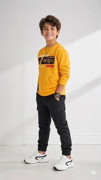Erkek Çocuk Sarı Sweatshirt - Resim 2
