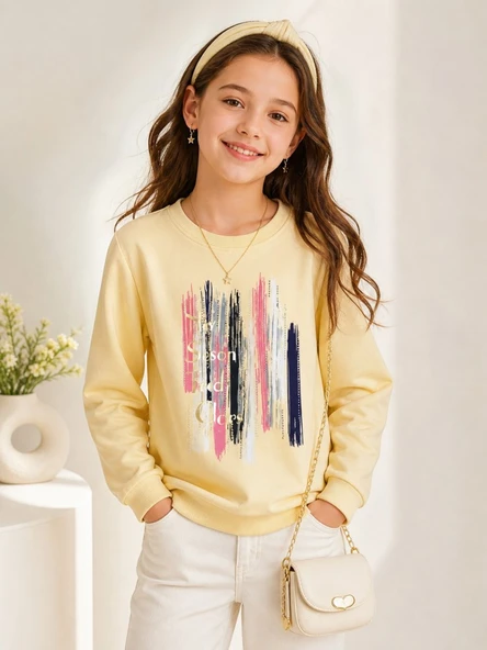 Kız Çocuk Sarı Sweatshirt ürün görseli 1