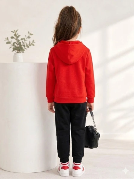 Kız Çocuk Kırmızı Sweatshirt - Resim 4