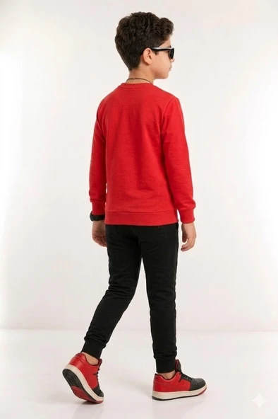 Erkek Çocuk Kırmızı Sweatshirt - Resim 4
