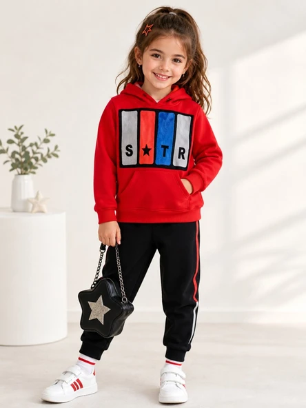 Kız Çocuk Kırmızı Sweatshirt - Resim 2