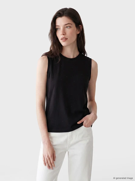 LCW Comfort Siyah Taşlı Soft Touch Kadın Atlet ürün görseli 1