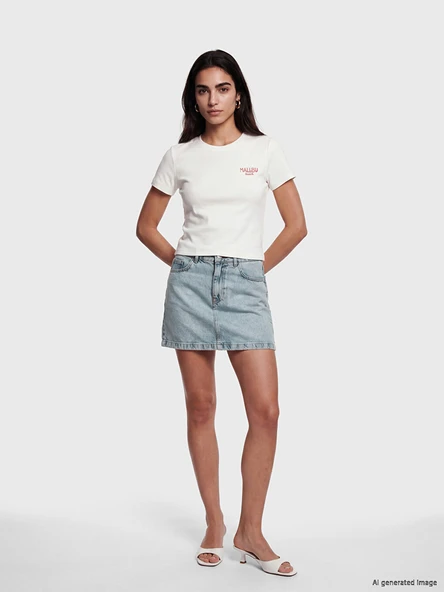 LCW Vision İndigo Regular Fit Mini Jean Etek ürün görseli 1