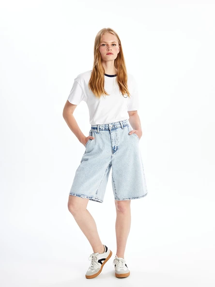 LCW Jeans İndigo Standart Fit Kadın Jean Şort ürün görseli 1