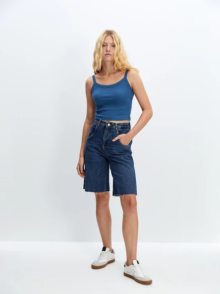 LCW Jeans İndigo Bermuda Fit Kadın Jean Şort ürün görseli 1