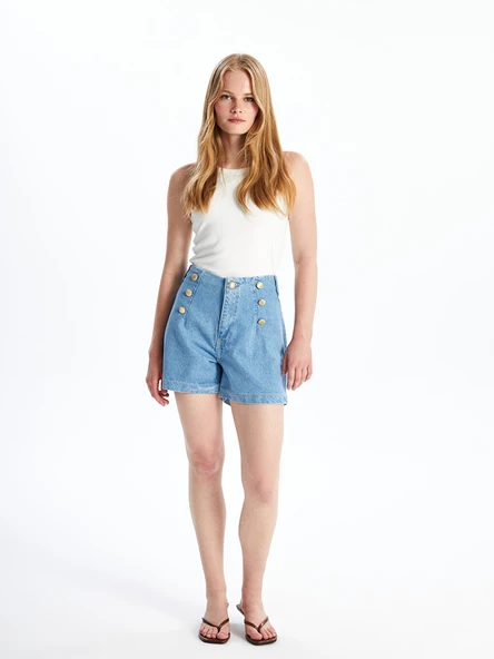 LCW Jeans İndigo Standart Fit Kadın Jean Şort ürün görseli 1