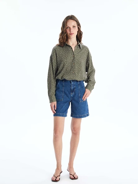 LCW Jeans İndigo Bermuda Fit Kadın Jean Şort ürün görseli 1