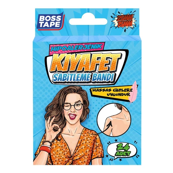 Boss Tape Kıyafet Sabitleme Bandı Dekolte Abiye Gelinlik Straplez Sabitleyici 24 Lü Tek Ebat Bt-07001 ürün görseli 1