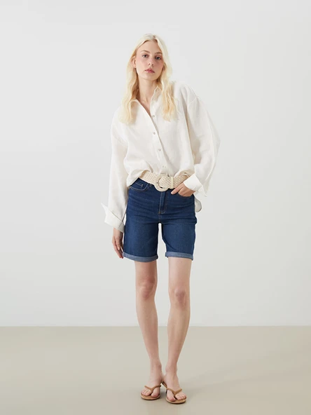 LCW Jeans İndigo Bermuda Fit Kadın Jean Şort ürün görseli 1