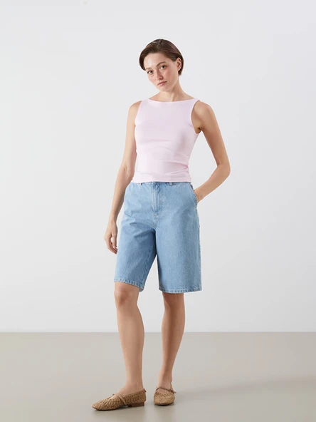 LCW Jeans İndigo Bermuda Fit Kadın Jean Şortolon ürün görseli 1