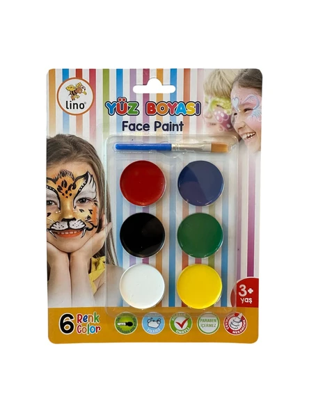 Lino Yüz Boyası 6 Renk Tablet Fırçalı Yıkanabilir Ln-904 ürün görseli 1