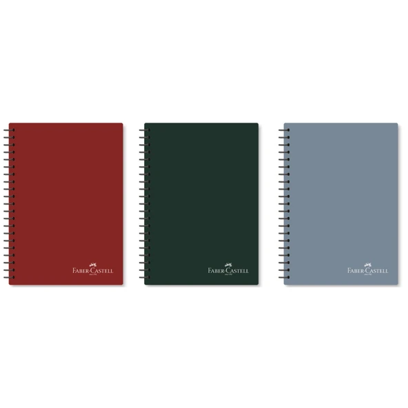 Faber-Castell Defter Spiralli Plastik Kapak Koyu Renkler 80 Yaprak Çizgili (3 Lü Paket) 5075000517000 ürün görseli 1