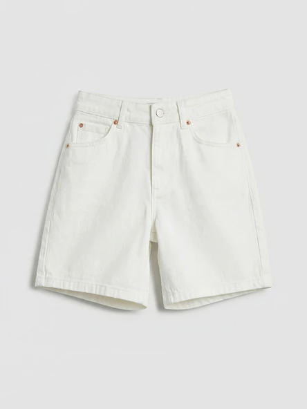 LCW Jeans Beyaz Regular Fit Kadın Jean Şort - Resim 5