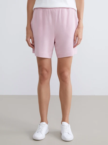 LCWAIKIKI Basic Pembe Beli Lastikli Kadın Şort - Resim 2