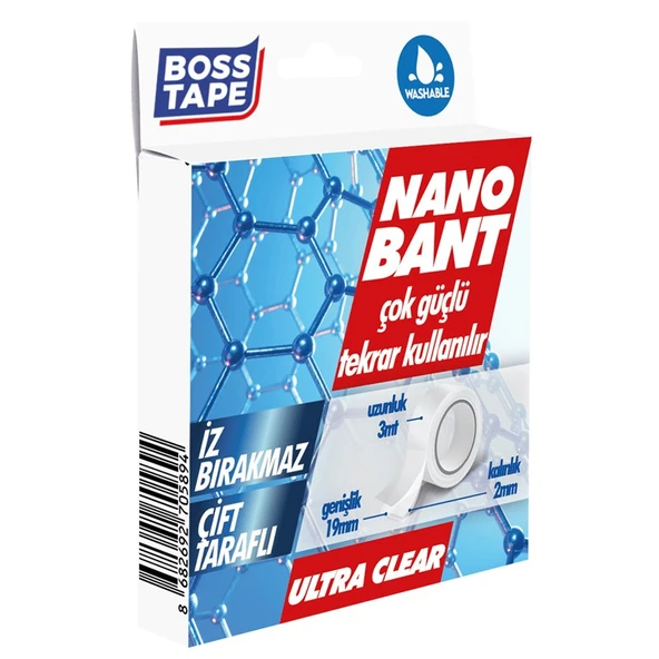 Boss Tape Nano Bant Magic Tape Asma Montaj Bandı (Kutulu) 19 Mm x 3 Metre Bt-01031 ürün görseli 1