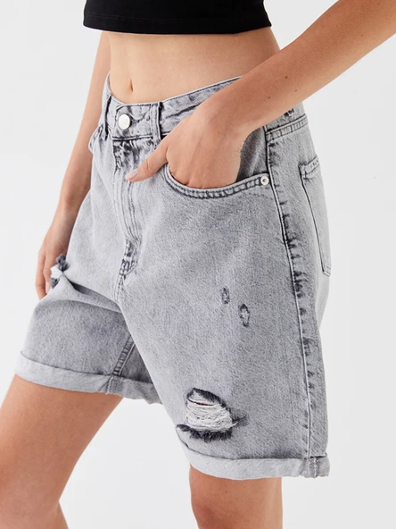 LCW Jeans Gri Şort - Resim 5