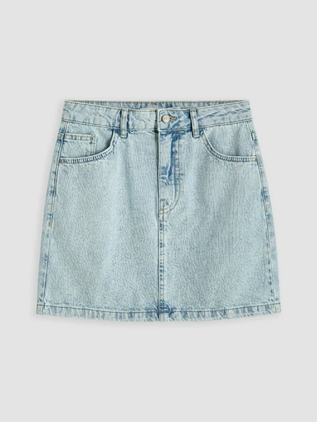 LCW Vision İndigo Regular Fit Mini Jean Etek - Resim 5