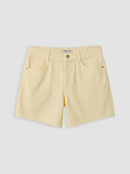 LCW Jeans Sarı Yüksek Bel Kadın Jean Şort ürün görseli 1