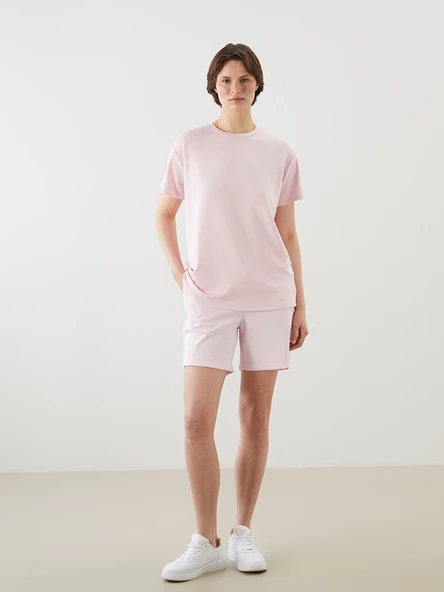 LCWAIKIKI Basic Pembe Beli Lastikli Kadın Şort ürün görseli 1
