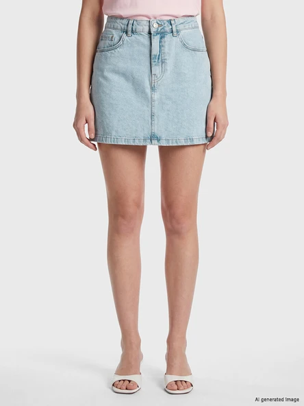 LCW Vision İndigo Regular Fit Mini Jean Etek - Resim 2