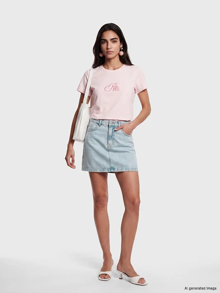 LCW Vision İndigo Regular Fit Mini Jean Etek ürün görseli 1