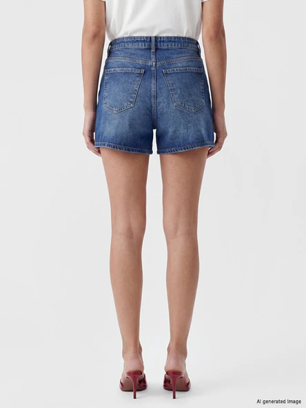 LCW Jeans İndigo Regular Fit Kadın Jean Şort - Resim 4