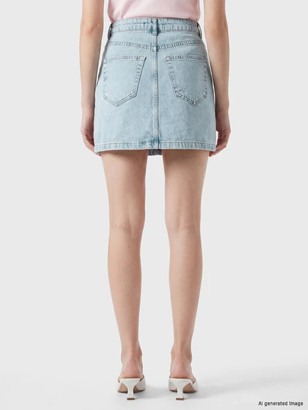 LCW Vision İndigo Regular Fit Mini Jean Etek - Resim 4