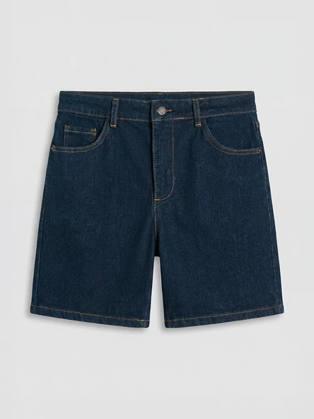 LCW Jeans İndigo Regular Fit Kadın Jean Şort - Resim 5