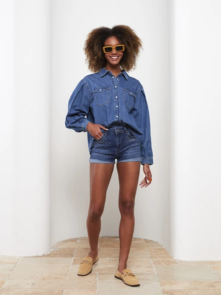 LCW Jeans İndigo Şort - Resim 2