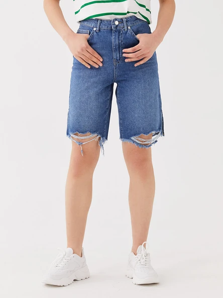 LCW Jeans İndigo Şort - Resim 5