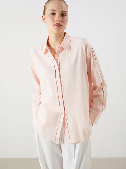 LCW Vision Pembe Oversize Kadın Gömlek ürün görseli 1