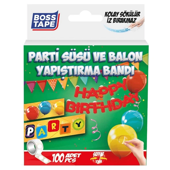 Boss Tape Bt-05017 Parti Süsü Balon Yapıştırma Bandı 100 Lü ürün görseli 1