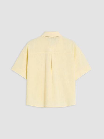 LCW Vision Sarı Oversize Poplin Kadın Gömlek - Resim 2