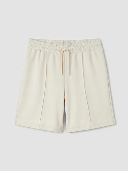 LCW Comfort Bej Beli Lastikli Soft Touch Kadın Şort - Resim 5