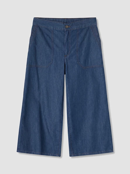 LCW Grace Siyah Regular Fit Geniş Paça Kadın Jean Kapri ürün görseli 1