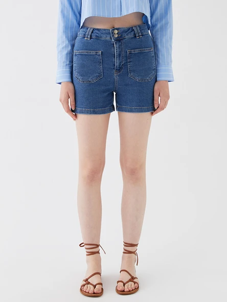 LCW Jeans İndigo Şort - Resim 2