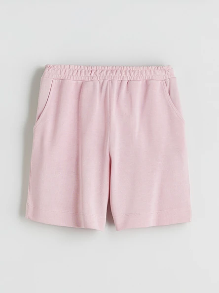 LCWAIKIKI Basic Pembe Beli Lastikli Kadın Şort - Resim 5