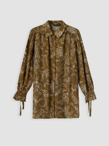 LCW EVERYDAY Haki Desenli Oversize Kadın Gömlek Tunik ürün görseli 1
