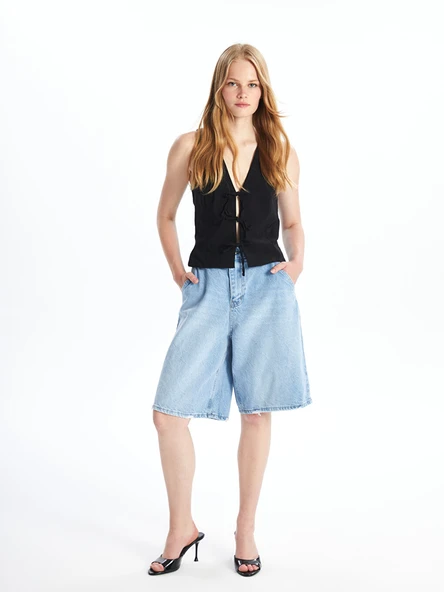 LCW Jeans İndigo Bermuda Fit Kadın Jean Şort ürün görseli 1