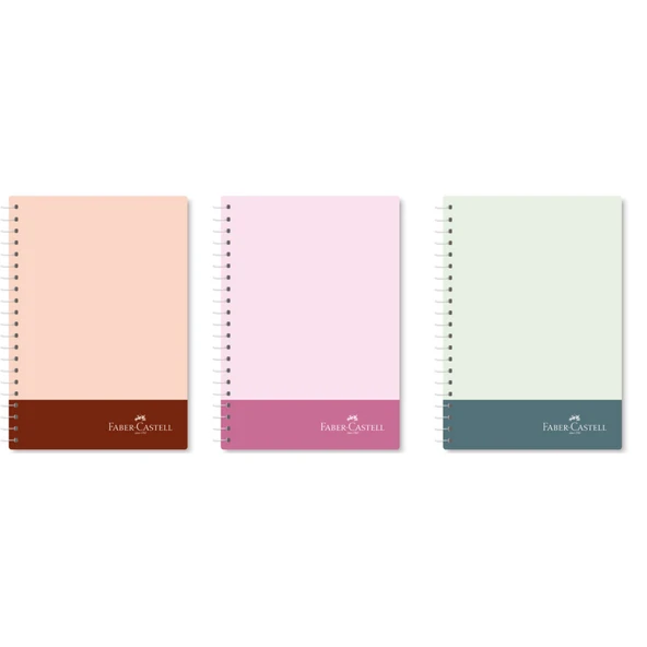 Faber-Castell Defter Spiralli Plastik Kapak Bicolor 80 Yaprak Kareli (3 Lü Paket) 5075000522000 ürün görseli 1
