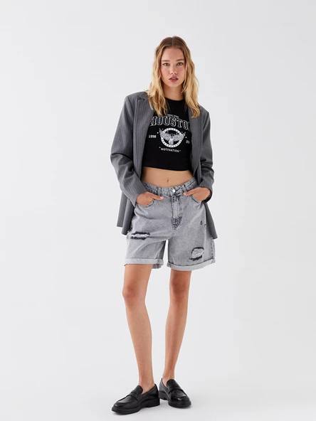 LCW Jeans Gri Şort - Resim 4