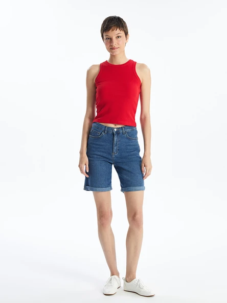 LCW Jeans İndigo Bermuda Fit Kadın Jean Şort ürün görseli 1