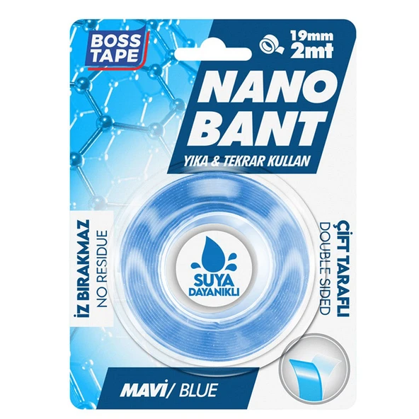 Boss Tape Yeni Mavi Nano Bant Magic Tape (Blister) Asma Montaj Bandı 19 Mm X 2 Metre Bt-01032 ürün görseli 1
