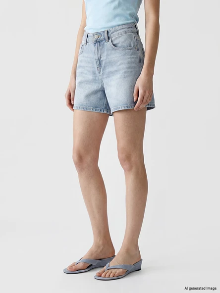 LCW Jeans İndigo Regular Fit Kadın Jean Şort - Resim 2