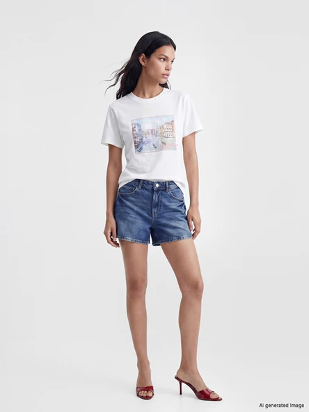 LCW Jeans İndigo Regular Fit Kadın Jean Şort - Resim 2