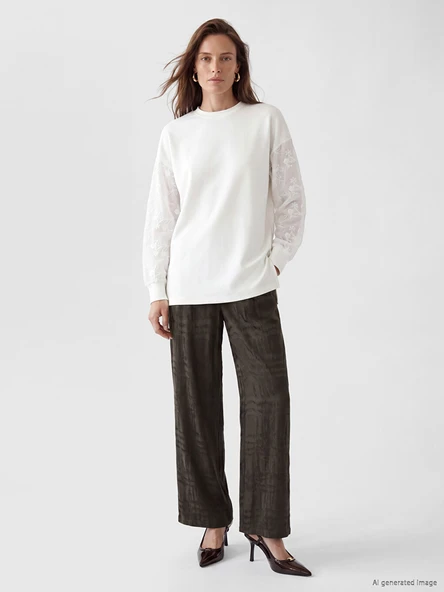 LCW EVERYDAY Kahverengi Loose Fit Ekose Kadın Pantolon ürün görseli 1