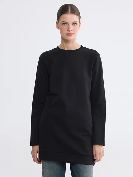 LCW EVERYDAY Siyah Bisiklet Yaka Kadın Sweatshirt Tunik ürün görseli 1